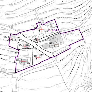 Pianta dell'area e distribuzione degli edifici