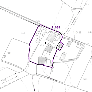 Pianta dell'area e distribuzione degli edifici